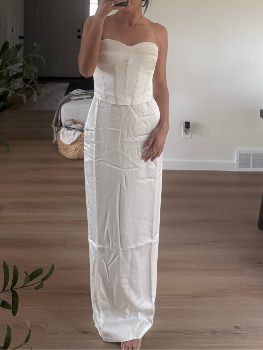 Reformation Ariyah Corset Satin Maxi Dress